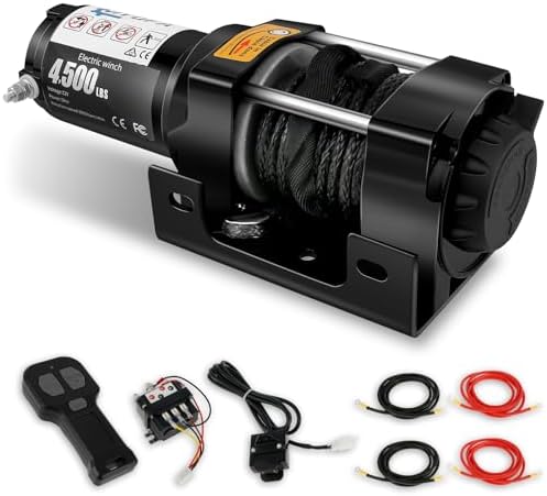 TYT 12V Electric 4500 Lb ATV/UTV Winch Kit, Off-Road Waterproof Steel Cable Winch For Towing UTV/ATV Trailer Car, Complete Winch Kit With 2 Wireless Remote And Wired Handle In | Whizz - Foto 5