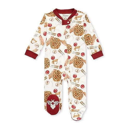 Image of Burt's Bees Baby Baby Girls Pajamas, Zip Front Non-Slip Footed Sleeper Pjs, 100% Organic Cotton