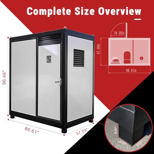 Image of Portable Toilet Cabin, Outdoor Shower Room with Adjustable Shower Head, Sink, Lights and Ventilation Fan, Mobile Restroom for Construction Sites, Camping, Events and Remote Locations
