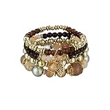 Pingyongchang Bohemian Mix Bead Multi-Layer Bead Statement Bracelets Boho Stackable Beaded Strand St