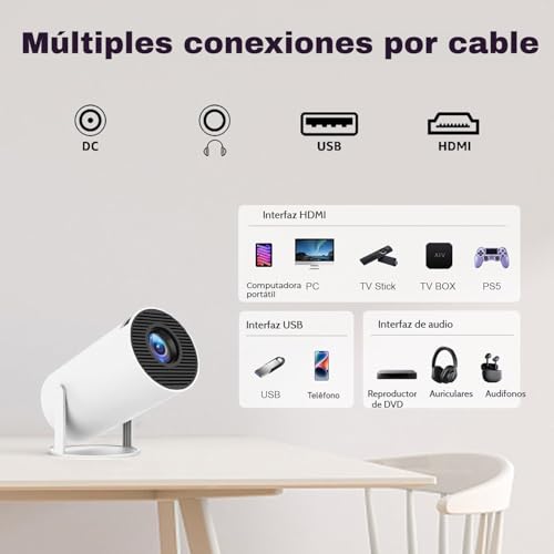 Miniatura 8 de Upgraded 2026 Proyector Portátil, Tekxdd Mini Proyector 4k 250ansi 8000l Wifi 6 Bluetooth 5.4 Android 13 180 Rotable, Projector Portable 4k Auto Keystone Full Hd, Built-In Application