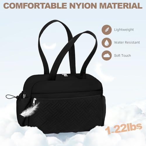 SYTRAH Gym Bag for Women, Lightweight Sport Workout Purse for Travel Black — view 7