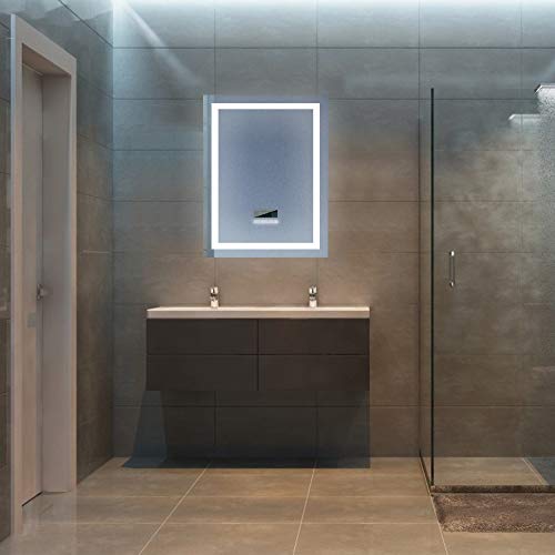 Flyelf Bathroom Wall Mirror,with Two Bluetooth Speakers,Illuminated Touch Control Dimmable 600x800mm