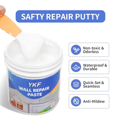 YKF Drywall Repair Kit, 18 Oz Spackle Paste with Scraper, Easy Wall Hole & Crack Mending, Quick Drying, Paintable, Strong Adhesion, Long Lasting Fix for Drywall Plaster Wood - Thumbnail 2