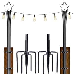 ToyHotels String Light Poles 2 Pack 9.8FT Metal Light Pole for Outside Hanging – Backyard, Garden, Patio, Deck Lighting Stand for Parties, Wedding