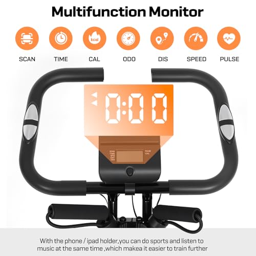 Chiidou 4-in-1 Foldable Exercise Bike, Magnetic Resistance Indoor Cycling Bike with Heart Rate Sensor, Arm Bands, Adjustable Seat & Backrest, Quiet Compact Fitness Bike for Home, Max 150KG - Image 2