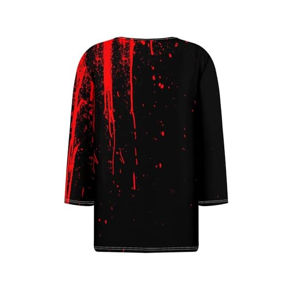 Womens Halloween Shirts 2025 Going Out Tops for Women Fashion Fall Blouses Trendy Casual 3/4 Length Sleeve Tops - Image 3
