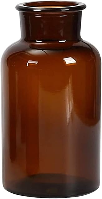 2 PCS Empty Amber Glass Vases 500 ml Bud Vases Apothecary Jars for Home Decor Centerpiece Wedding Bridal Shower Events Party