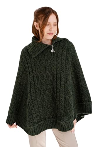 Image of SAOL Ireland Ladies 100% Merino Wool Cowl Neck Zipper Poncho