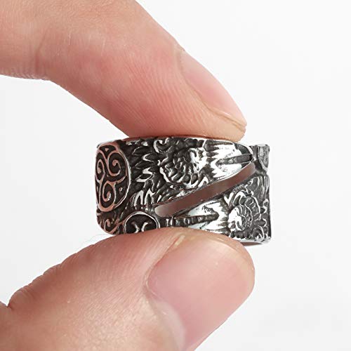 Haquil Viking Jewelry Odin's Ravens Ring For Men And Women, Adjustable Size #TOP4