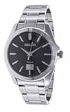 Verschraubter Glasboden Seiko Herren Analog Quarz Uhr mit Edelstahl Armband SUR009P1