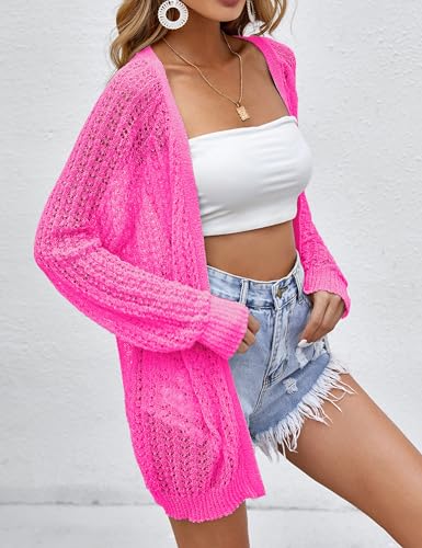 Image of Women Lightweight Cardigans Crochet Summer Boho Knit Thin Long Sleeve Cardigan