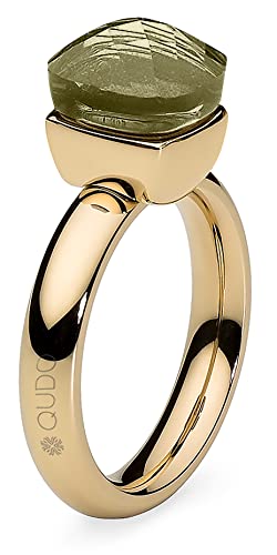 Bague acier doré et pierre olivine Qudo Firenze pour sublimer vos tenues d'été