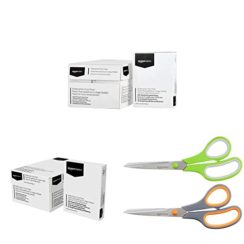 Amazon Basics Multipurpose Copy Printer Paper, 10 Ream Case & Multipurpose Copy Printer Paper, 8 Ream Case & Multipurpose Office Scissors - Pack Of 2 #TOP24