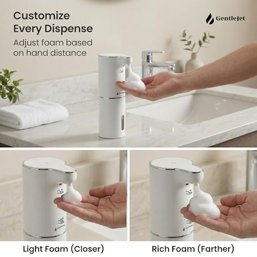 GentleJet JetFoam Automatic Foaming Soap Dispenser – Touchless Sensor, USB-C Rechargeable, Adjustable Output, IPX5 Waterproof for Bathroom Kitchen Sink, 10 oz / 300 ml by GENTLEJET - Used condition - Image 5