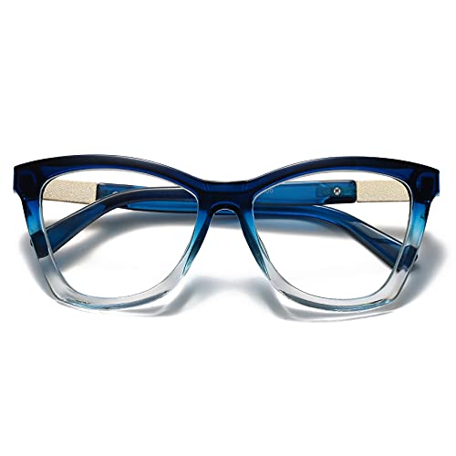 Image of Bevi Reading Glasses Anti Eyestrain Blue Light Blocking Large Square Oversize Frame with Metal Hinge for Women and Men