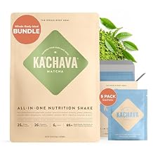 KaChava Whole Body Meal Shake Bundle Matcha 2lb Bag + Vanilla Travel Sachets 5 Servings Vegan Protein Powder with 85+ Superfoods Gluten Free Plant-Based Meal Replacement