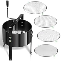 Gifeerory Upgrade 5-in-1 Gartensieb Handkurbelsieb aus Metall Ø30cm mit 4 Sieben (3/6/9/12mm), Effizientes Sieb für Erde, Steine, Sand, Kompost, Unkraut, Austauschbare Siebe für Gartenarbeit
