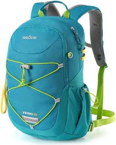 HALOVIE Kinderrucksack 15L für 6-10 Jährige Jungen und Mädchen | Wanderrucksack Kinder mit Brustgurt