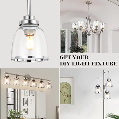 Eidonta 4 Pack Clear Glass Shade Replacements, Bell Shaped Glass Shade Covers with Silver Ring, 4.92"High, 4.72"Diameter, 1.65 "Fitter, High Transmittance Globe Lampshade by Eidonta - Used condition - Image 4