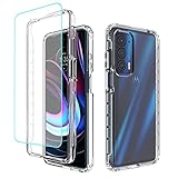 Gufuwo Case for Moto Edge 2021/Edge 5G UW/XT2141DL Case with Tempered Glass Screen Protector, Clear 360 Full Body Protection Hard Shell+TPU Shockproof Cover Cases for Motorola Moto Edge 2021 (Clear)