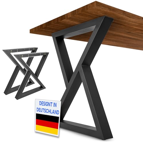 NEXT LEVEL - Tischbeine Metall Schwarz | 65x74cm, Profil 80x40mm, Metallisch, für Holz und Glas, Kompatibel mit Tischbreiten 70, 80, 90 und 100cm - PM-001N