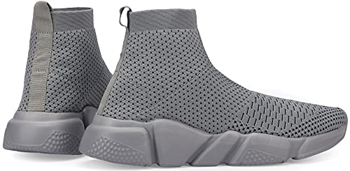 Santiro Mens Slip On Tennis Shoes Fashion High Top Sneakers Lightweight Breathable Gym Athletic Shoes Casual Sport Shoes All Grey 14 Us #TOP2