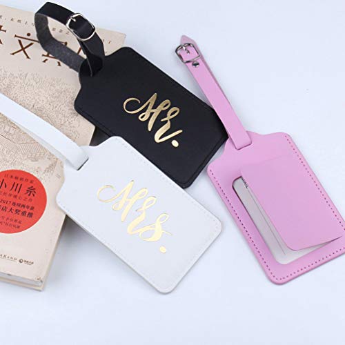 ABOOFAN 2Pcs Tag Curso Da Bagagem ID Tags Com Alça Ajustável de Couro PU Couro Cartão de Endereço Ta