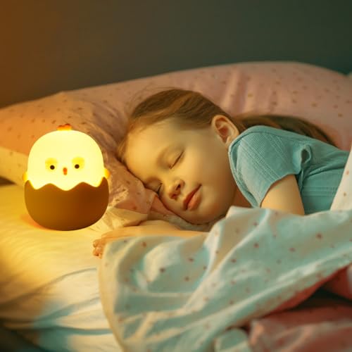 URAQT Eggshell Night Light, Portable LED Baby Night Light Kids Table Lamp - Image 2
