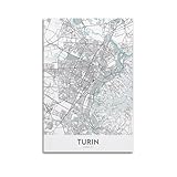Photo Gallery poster con mappa della città di torino, con mappa blu, moderna su tela, decorazione estetica da parete, 20 x 30 cm, senza cornice Photo Gallery poster con mappa della città di torino, con mappa blu, moderna su tela, decorazione estetica da parete, 20 x 30 cm, senza cornice