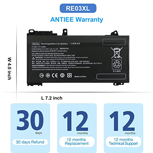 Antiee Re03Xl Laptop Battery Compatible With Hp Probook 430 440 445 450 455R G6 430 440 445 450 G7 Zhan 66 Pro 13 G2 14 G2 14 G3 15 G2 Series L32656-002 L32656-005 L32407-2C1 L32407-541 L32407-Ac1 #TOP7