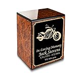 GetUrns Custom Motorcycle Small Urn Box for Human Ashes I Personalized Wooden Keepsake Cremation Urn for Male or Female I Burl Wood Memorial Box I 40lbs