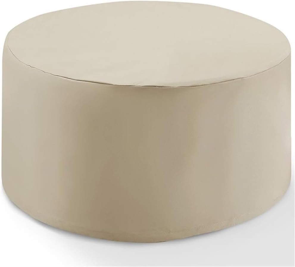 BOWERY HILL Round Patio Coffee Table Cover, Tan Finish, Heavy-Gauge Reinforced Vinyl, Waterproof Polyester Fabric, Scratch-Proof Lining, 32.29 Inch Diameter, Outdoor Furniture Protection