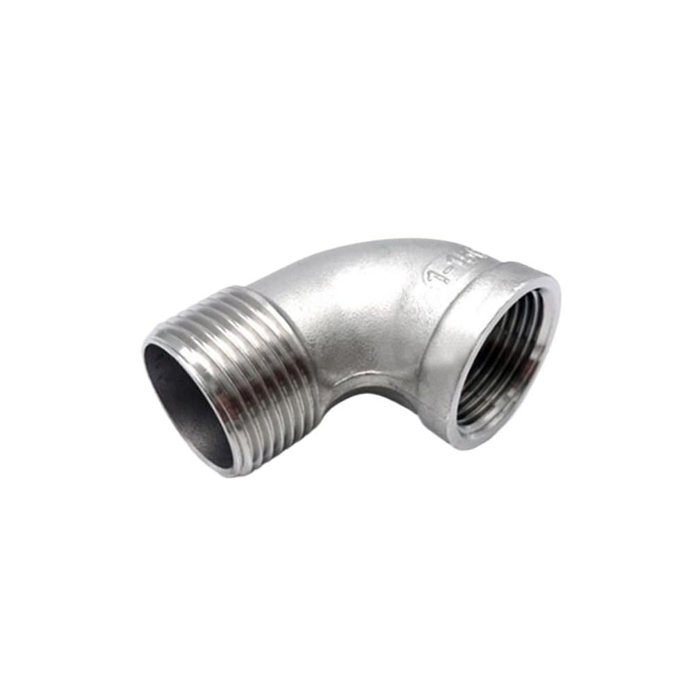 Conector de unión SS304 for tubería agua, codo 90 grados, rosca macho a hembra BSP 1/8'' a 2'', acero inoxidable 304, DN6 a DN50(1-1/2")