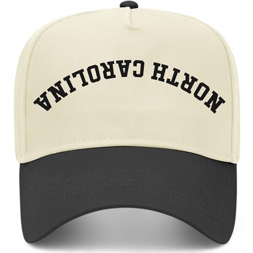 North Carolina Upside Down Reversed Vintage Trucker Hat | NC | Premium Adjustable Snapback Baseball Hat for Men & Women (US, Alpha, One Size, Black/Natural)