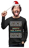 Happy Holigays Rainbow Gay & Lesbian Ugly Christmas Long Sleeve T-Shirt X-Large Black