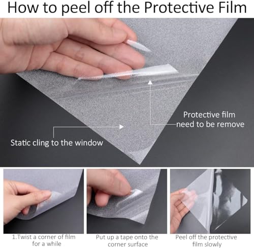 Image of WISDOM Glass Stickers Heat Control UV Sun Blocking Glass Stickers Static Cling Non Adhesive Door Coverings Decals for Bathroom Home Office, Frosted (1 Feet X 10 Feet, Frosted)