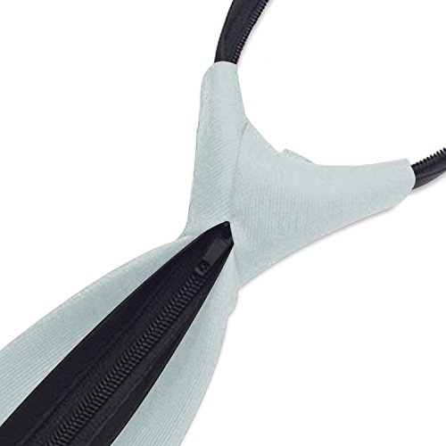 Aurya Boys'solid Color Zipper Tie 19 Inch Polyester Satin Zipper Neckties (Silver) #TOP3