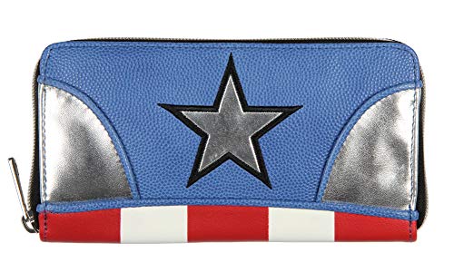 Bioworld Official Women's Marvel Captain America Zip Around Clutch Purse - Women's