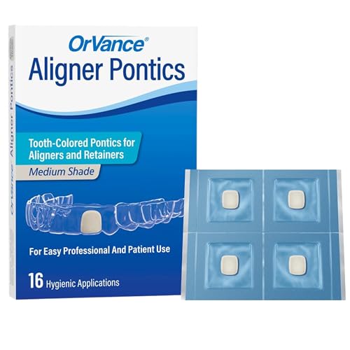 ORVANCE Aligner Pontics - Original (Medium) Shade (16 Count) | Temporary Tooth Replacement for Invisalign, Aligner Trays and Clear Retainers During Orthodontic Treatment