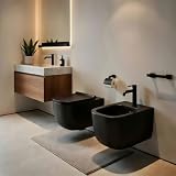 Sanitari sospesi WC e Bidet in Ceramica Copriwater soft-close Ceramiche Dolomite serie ALBA - Nero Opaco