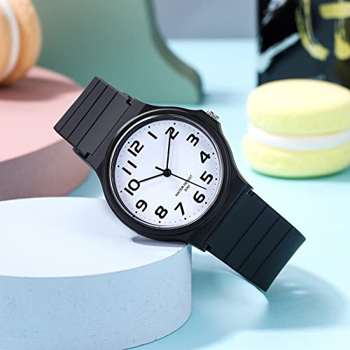 Reloj analógico de cuarzo findtime para mujer con esfera blanca y negra 6
