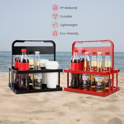 Reusable Drink Carrier with Handle for Doordash, Eats, Grubhub, Portable Cup/Coffee Holder Accessories for Delivery, Foldable Drinks Caddy with Tray, Car Durable Plastic Festive Bottle, Vacation