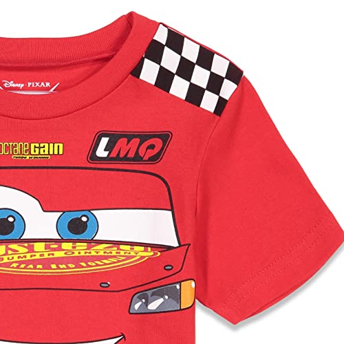 Disney Pixar Cars Lightning Mcqueen Toddler Boys T-Shirt Mesh Shorts Set Black/Red 4T #TOP6