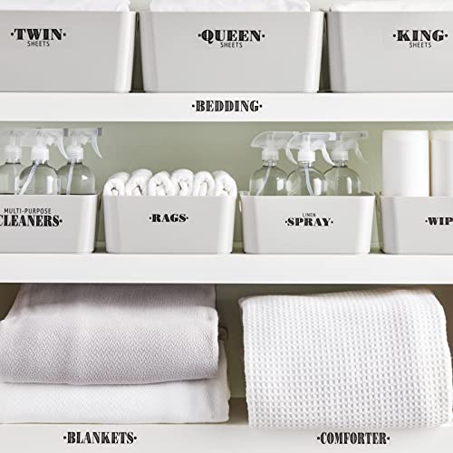 Talented Kitchen 138 Laundry Room Labels For Glass Jars And Containers, Preprinted Bold Farmhouse Stickers For Linen Closet, Bathroom And Home Office Organization, 4 Sizes #TOP4