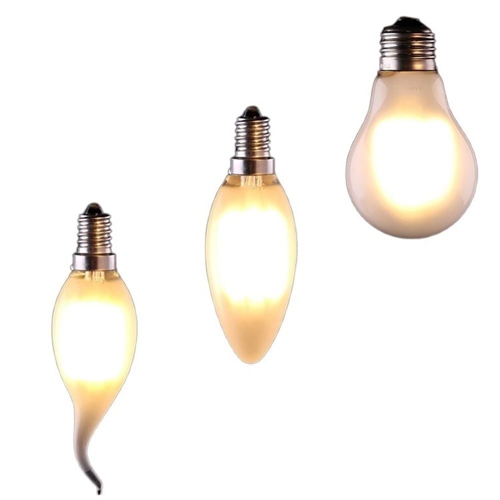 JiuRui LED Ampoules, Lot de 20 ampoules LED givrées laiteuses C35/35T AC220V 4W/6W E14 à vis Blanc chaud 2700K Lumière de bougie(C35 E14,4W)