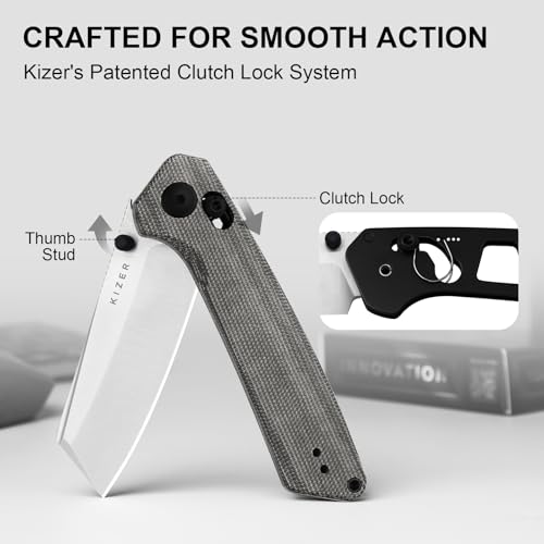 Image of Kizer Madrac Pocket Knife, 3.06 inch Nitro-V Blade, Thumb Stud & Clutch Lock
