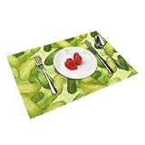 Juego de 4 manteles individuales lavables y resistentes al calor, resistentes al calor, para sushi, eneldo, encurtidos, sin arrugas, para mesa de comedor, cocina, fiesta, vacaciones, decoración, 30 x