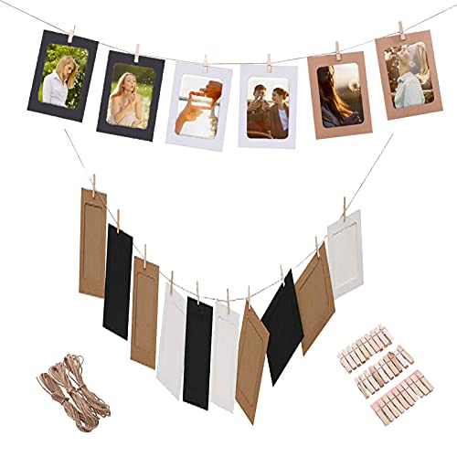 WCPQT pour Décor d'accueil,avec Flax String Clips 30pcs Cadres Photo Kraft,DIY Créatif Cadres d'image Papier-A Picture:5.5x8.4cm(2x3inch) Cover
