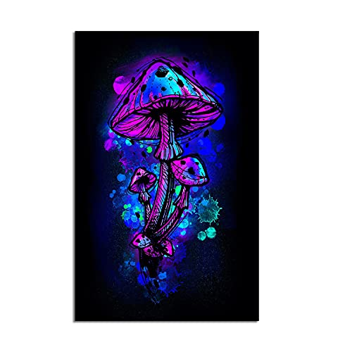 Xdtiopimy Abstract Plant Poster Funny Wall Art Decor Poster Canvas Painting Purple Blue Mushroom For Living Room Bedroom Gift 1 Pc Unframed 12X18 Inchs #TOP13